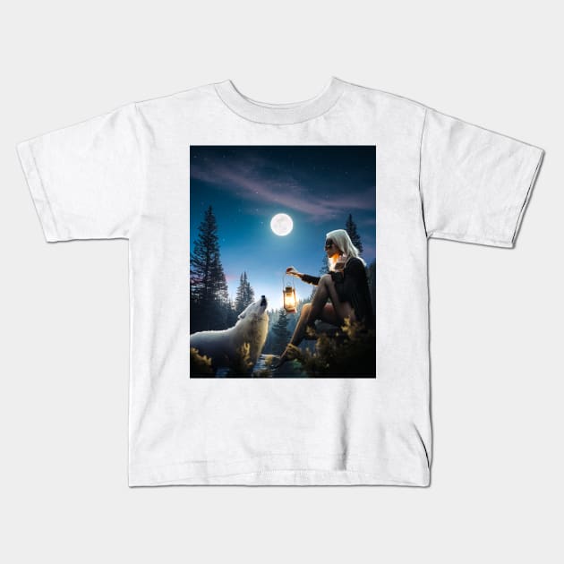 Howling Wolf Kids T-Shirt by TJ Exclusives